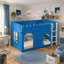 Lit mezzanine double pour enfant avec lumière DEL chaude, bleu Klein