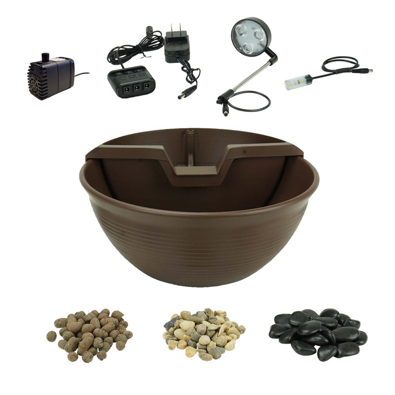 Mocha Tabletop Fountain Kit with LED Light and Waterfall