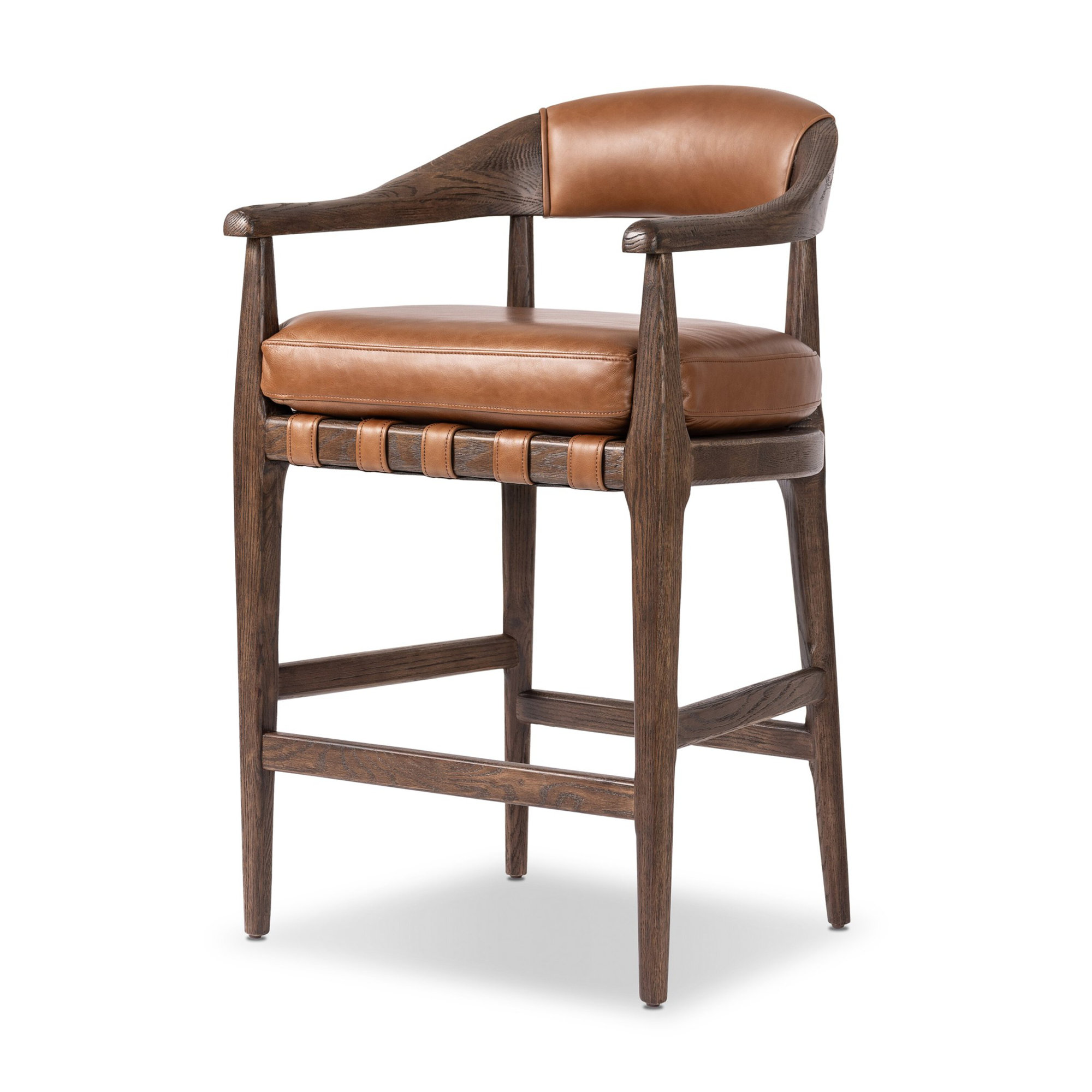 Clendon Stool-Broadway Olive-Counter, Sonoma Chestnut Top Grain Leather