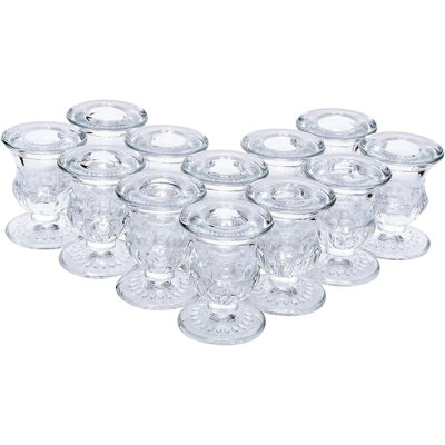 Hosley Set of 24 Glass Taper Candle Holders 2.5 Inches High Ideal Gift for Weddings Party Favor Reiki Meditation