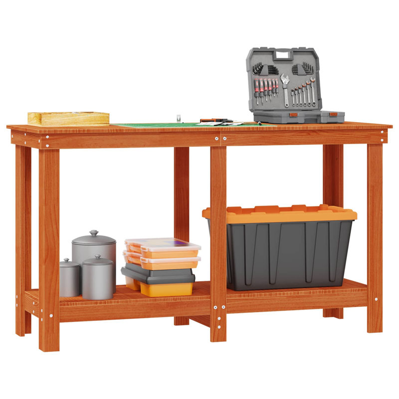 Solid Pine Wood Top Workbench, 80cm H x 140cm W x 50cm D