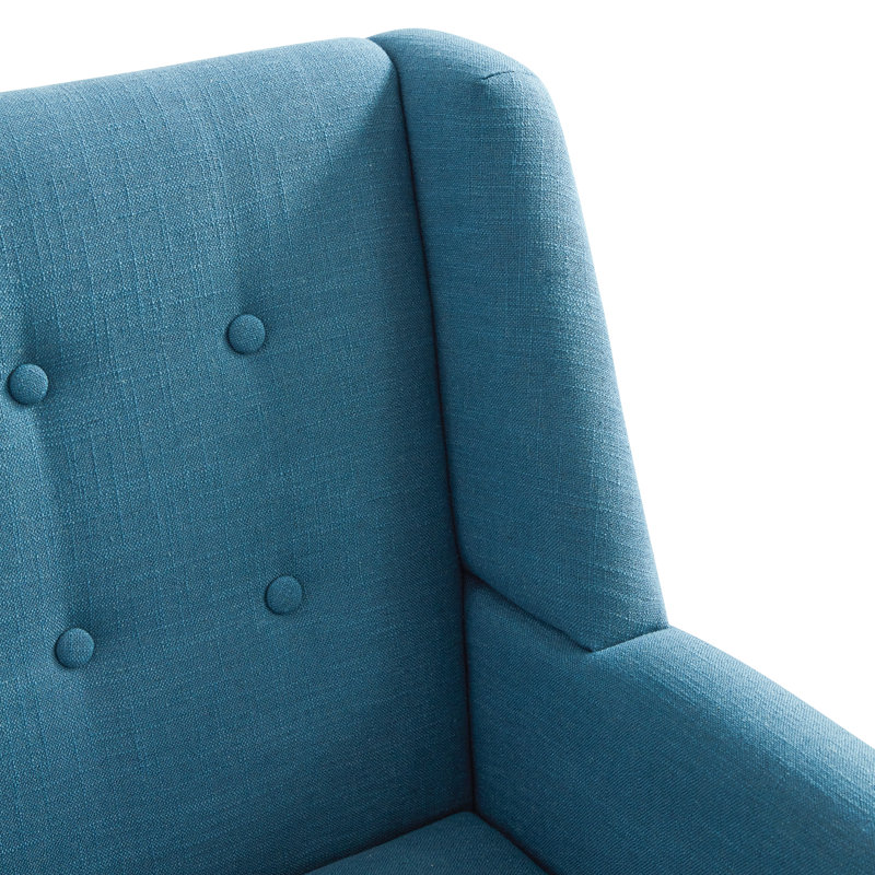 Fauteuil capitonné de 29,2 po de largeur Halcott, Mélange de lin bleu lac
