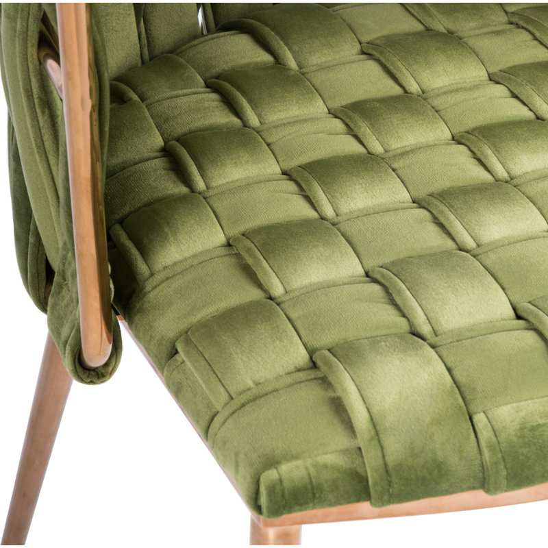 Tyrone 27" Modern Counter Stool with Weave Design and Metal Legs - Sleek Seating for Kitchen Island or Breakfast Bar, Green