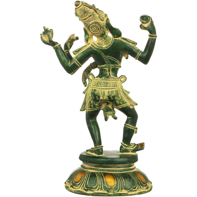 Statue Shiva dansante, Vert antique / doré