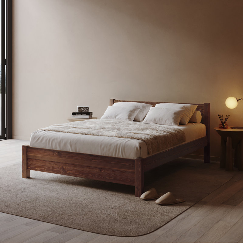 Cadre de lit Edgilyn, Grand lit, Expresso Wood