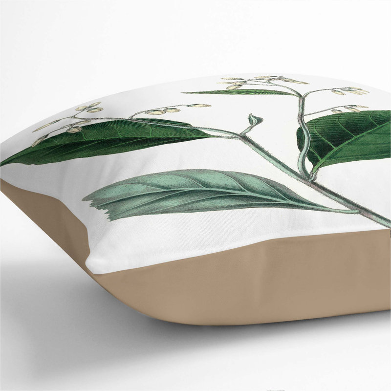 Gum Benjamin Tree Illustration Cushion with Filling, Stone, 40cm H x 40cm W x 15cm D