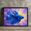 Black Framed Blue Fish Art, Vibrant Impressionist Aquatic Painting Framed Prints-22780705