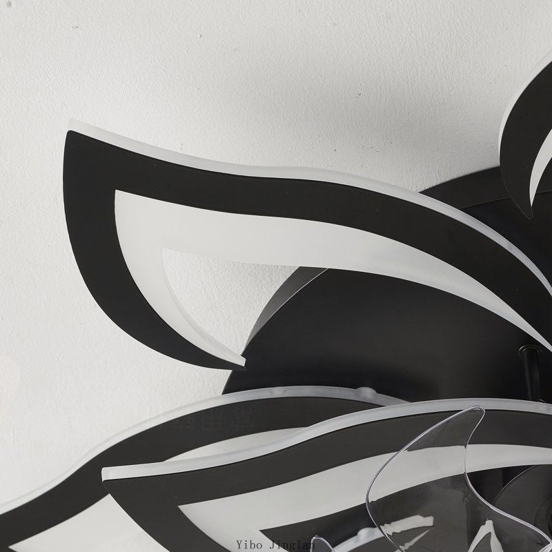 Ventilateur de plafond moderne noir à motif floral de 81 cm (32 pouces) avec télécommande, éclairage DEL à intensité variable et 6 vitesses