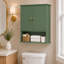 Armoire de rangement murale pour salle de bain avec deux portes et une tablette ouverte-132112139