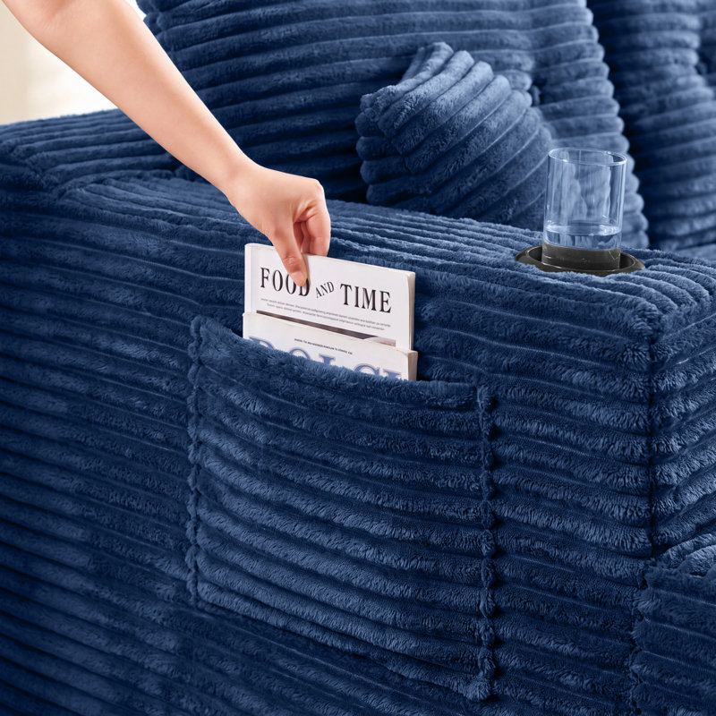 Canapé d'angle modulaire en forme de U de 133 po de large avec 2 méridiennes, canapé infonuagique en velours côtelé à assise profonde