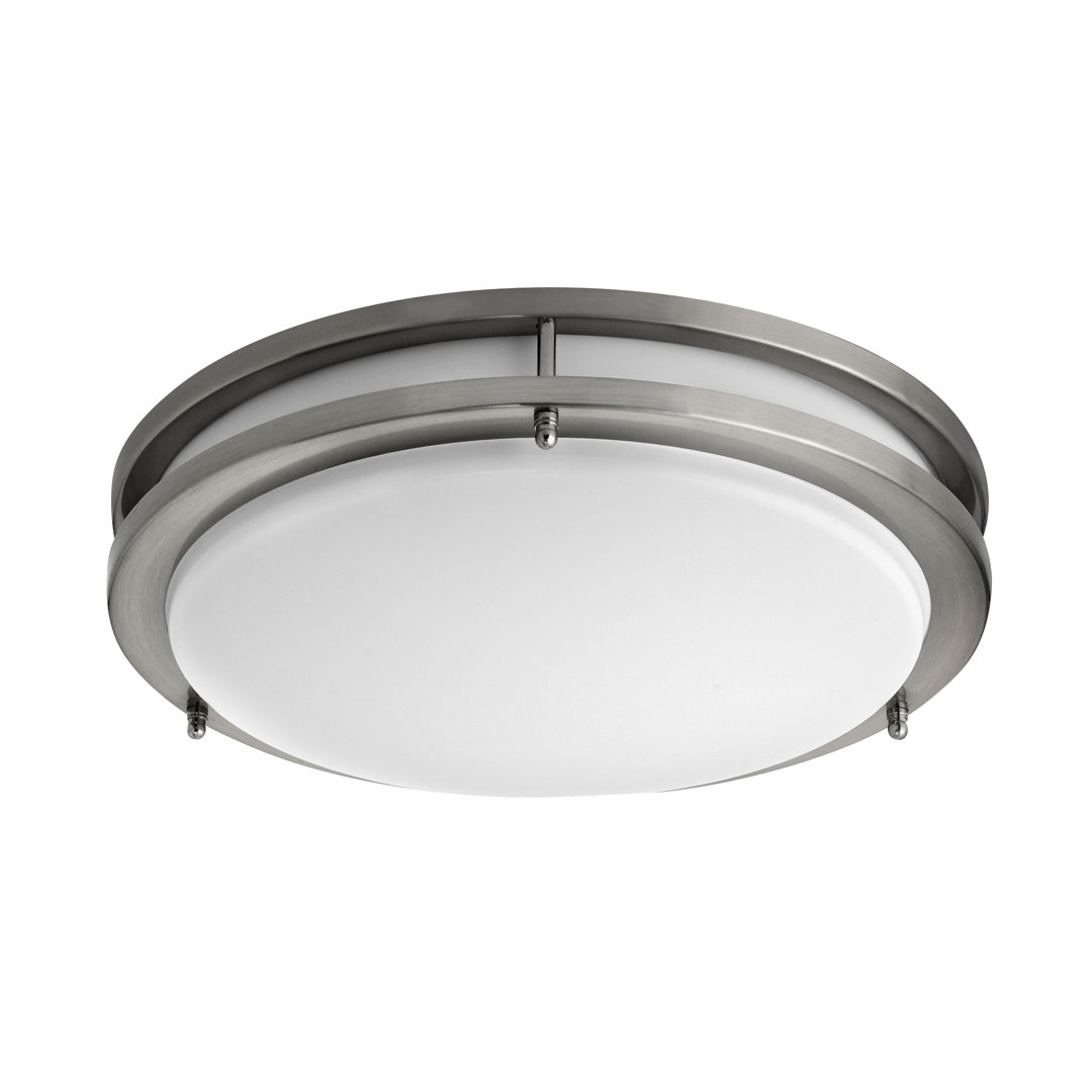 14" Diameter LED Brushed Steel Flush Mount Ceiling Fixture Medallion Lighting