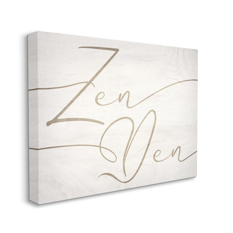 «Relaxing Zen Den Sign Minimal Charm» par Daphne Polselli, reproduction d'art textuel, Toile tendue, H 24 po x l 30 po