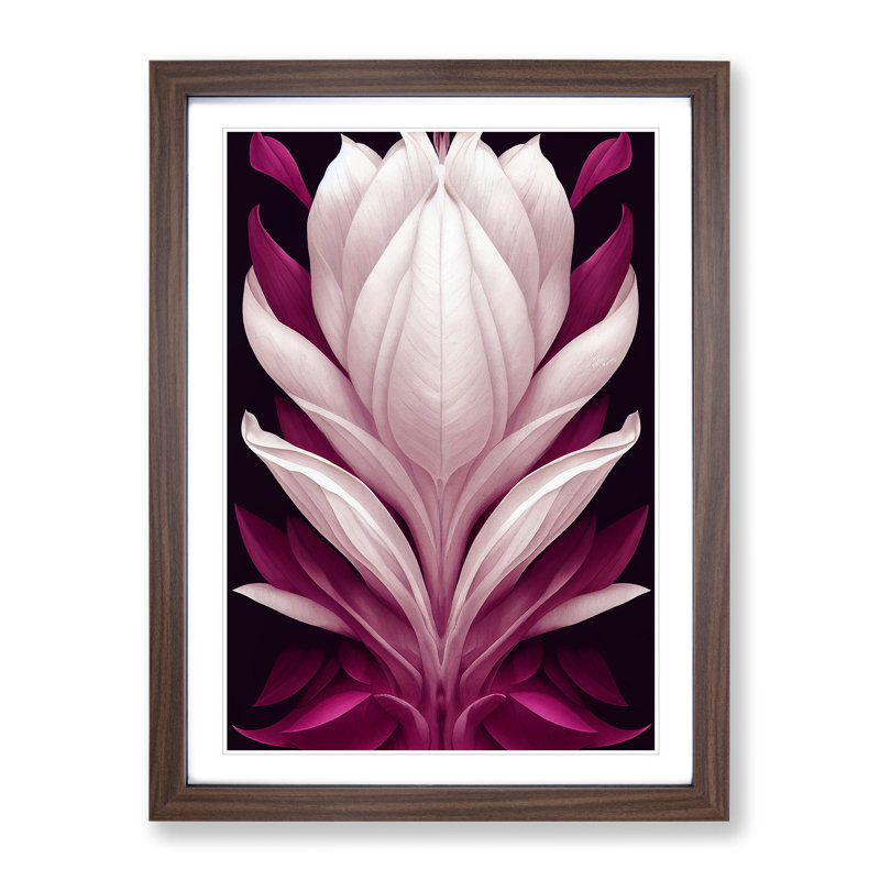 Cheery Flower - Wall Art, 66cm H x 48cm W x 2cm D, Walnut Framed, White