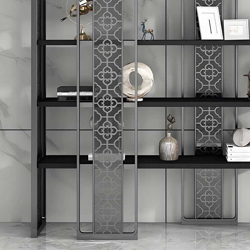 Luxurious and fashionable bookcase, (4 Shelves) 78.7"H x 47.2"W x 13.7"D, Black
