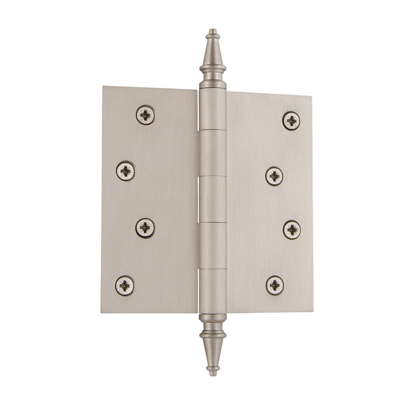 4'' x 4'' Brass Butt Bearing Hinge, Satin Nickel