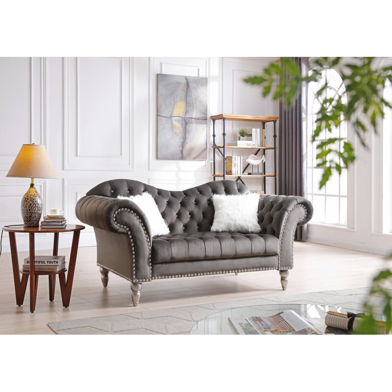 Causeuse traditionnelle gris foncé, Gris foncé