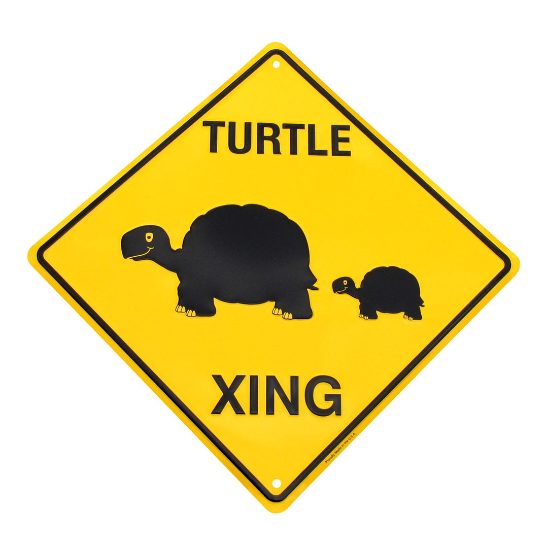 Caution Slow Turtle Crossing Funny Metal Sign Yard Decor Garden Art Treasure Gurus