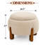 Repose-pieds | Repose-pieds rembourré rond | 19,6 x 19,6 x 16,9 po | Tissu blanc cassé avec pieds en bois de manguier