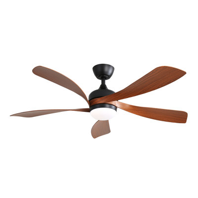 52 Inch Modern Ceiling Fan with 5 ABS Blades Noiseless Reversible DC Motor Black for Bedroom