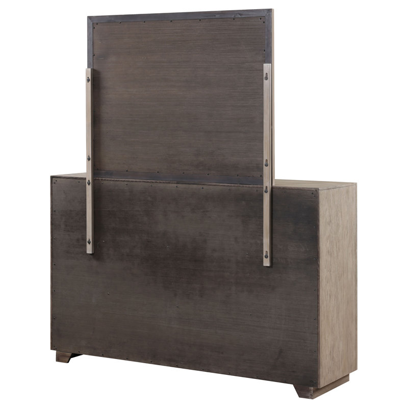 Commode 6 tiroirs et miroir orge brun Gursevak