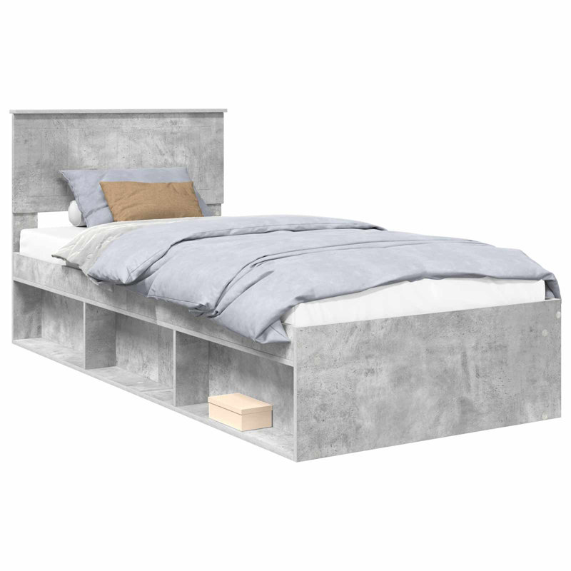 Solid Wood Bed, Concerte Grey, Single (3')