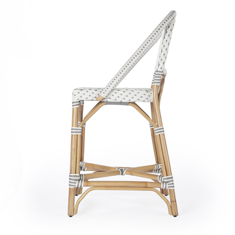 Solstice Rattan 25" Counter Stool, White/Gray Dot
