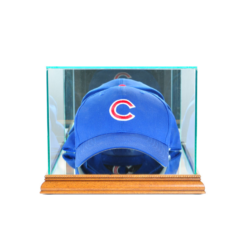 Perfect Cases And Frames 8'' W 10'' D Baseball Glass Hat / Helmet Case, Walnut