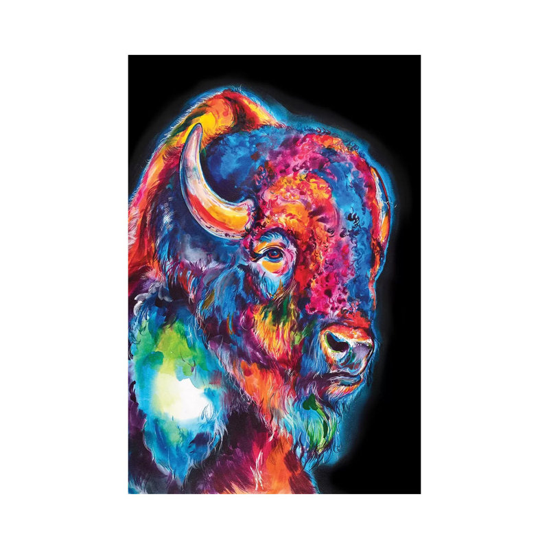 Buffalo On Black - Wrapped Canvas Print, 20.32 cm H x 30.48 cm W