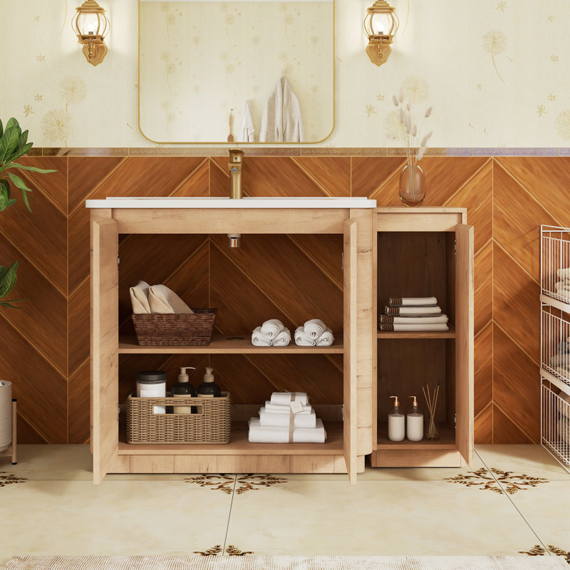 Ensemble de meuble-lavabo autoportant 47,8 po avec comptoir en céramique, 47.8"