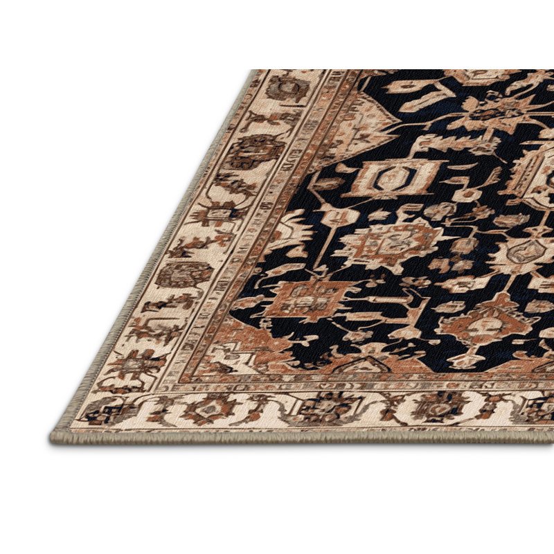 Machine Washable Persian Brown Area Rug, Round 4'