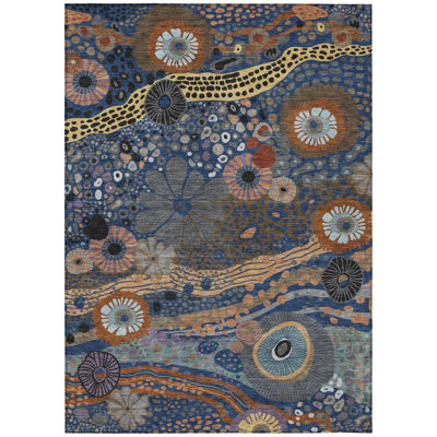 Machine Washable Indoor/Outdoor Chantille ACN2498 Floral Rug