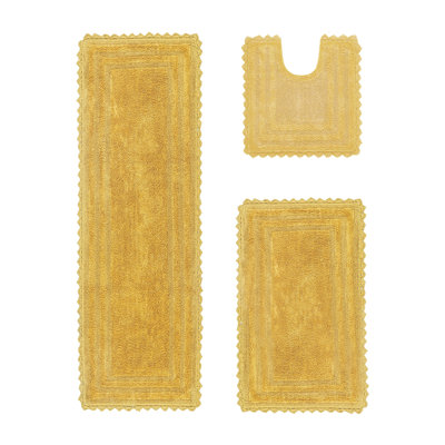 Rasika Reversible 100% Cotton Tufted Bath Rug Set (Set of 3) 