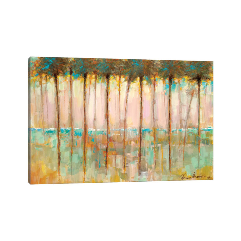 Palms at Dusk par Ruane Manning - reproduction d'art, H 8 po x l 12 po x P 0,75 po, Toile tendue, Aucun mat