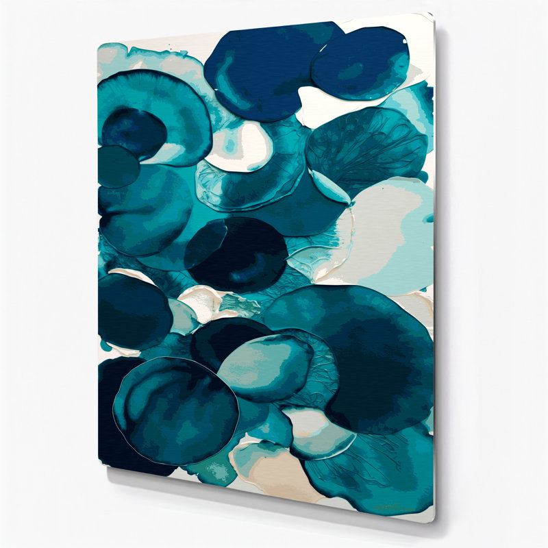 Abstrait aquarelle 76, art mural en métal bleu, H 11 po x l 14 po