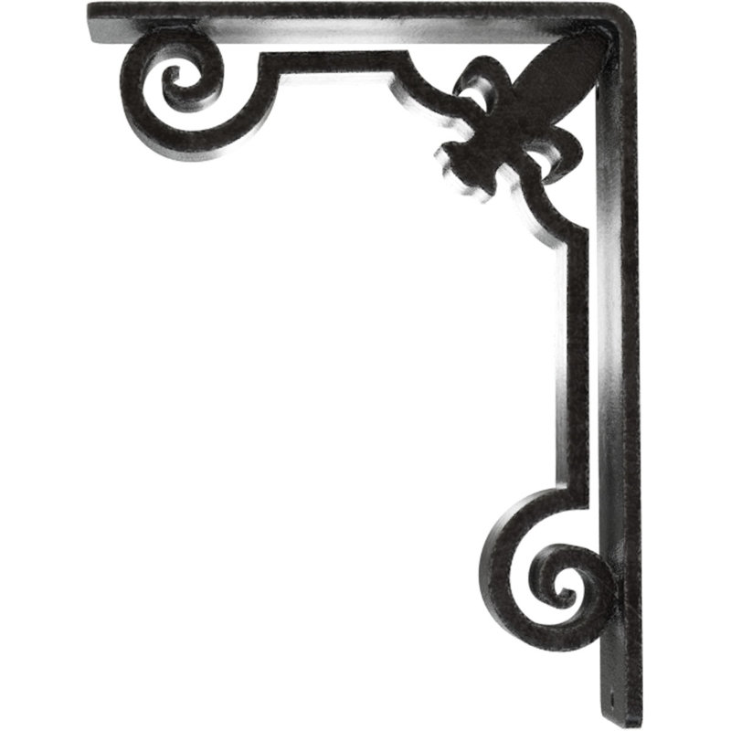 Support en fer forgé Fleur De Lis, Étain antique, H 8 po x l 2 po x P 5,5 po