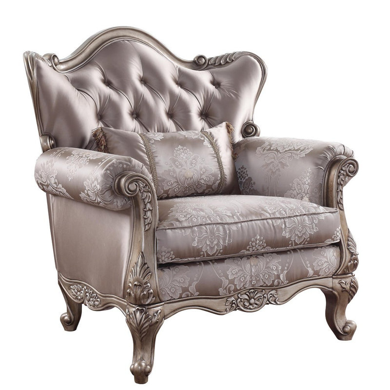 Fauteuil à oreilles capitonné en polyester de 37 pouces de large Ivar