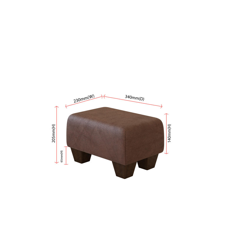 Manufactured Wood Accent Stool, Mahogany, Chestnut Brown, Italian Leather