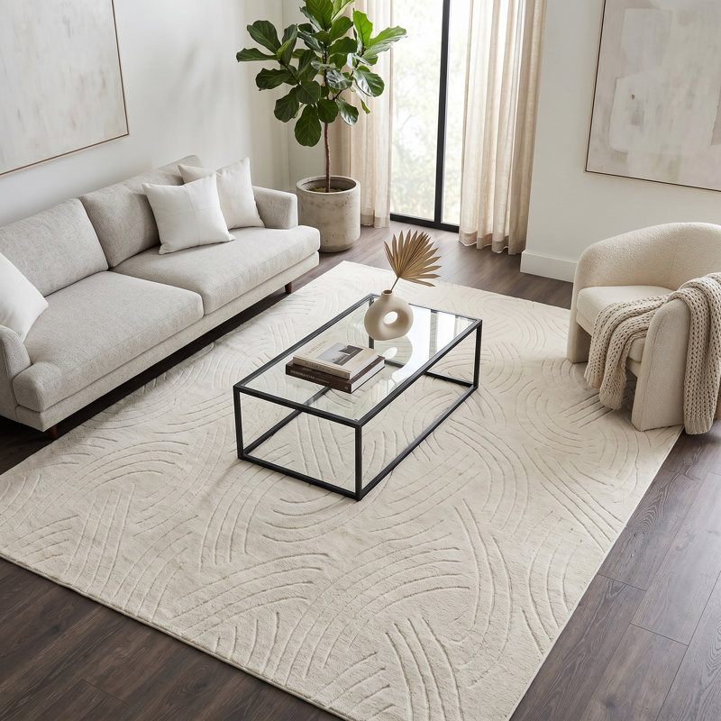 Tapis crème Salamone , Rectangulaire 8 pi x 10 pi