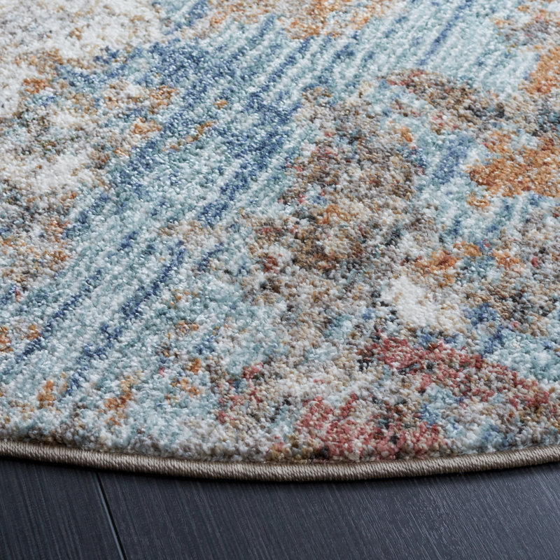 Idhika Performance Abstract Rug, Round 5'3"