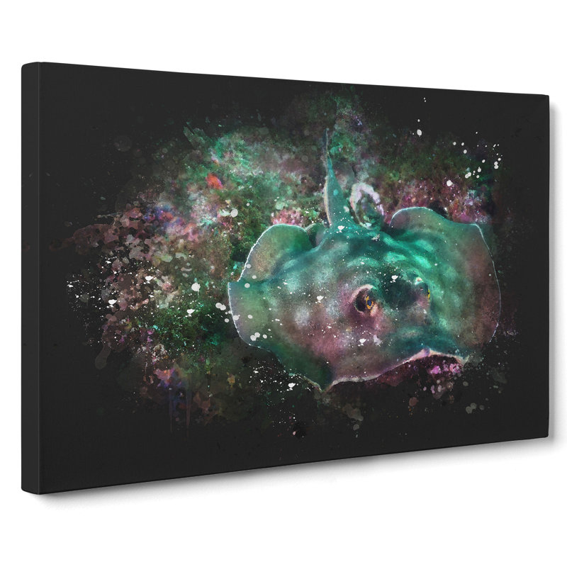 Sting Ray Paint Splash - Wrapped Canvas, 60cm H x 91cm W x 3cm D