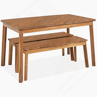 Ensemble de salle à manger 3 pièces 3 pièces pour l'extérieur et l'intérieur avec 2 bancs