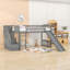 Lit mezzanine simple avec escalier et glissade convertible-949325715