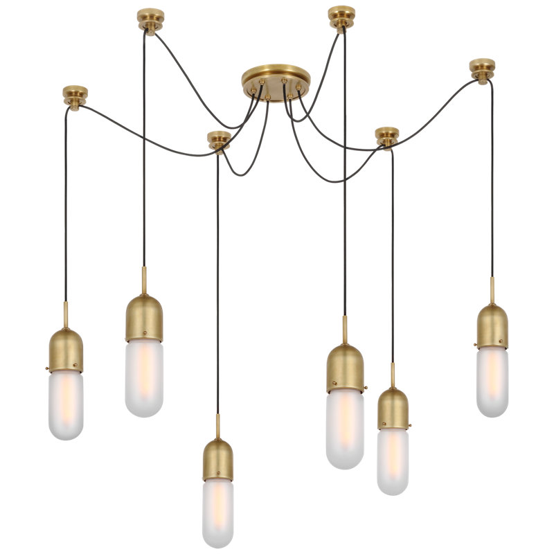 Junio 6 - Light Chandelier, Frosted, Polished Nickel
