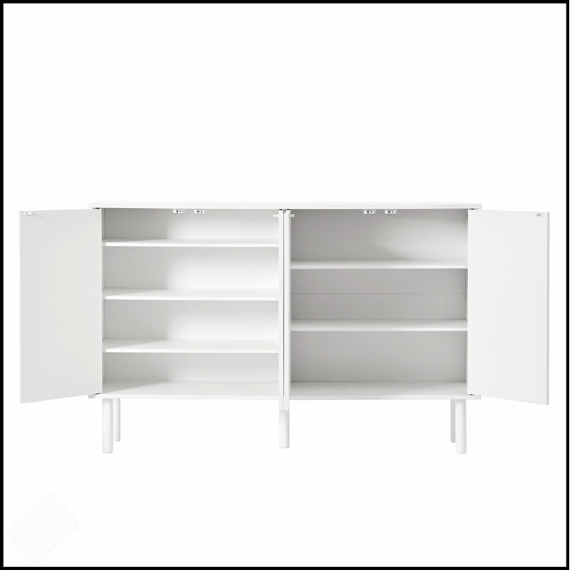 Minimalist Shoe Cabinet With Fluted Doors And Adjustable Shelves, Cream Style Sideboard For Versatile Storage In Living Rooms