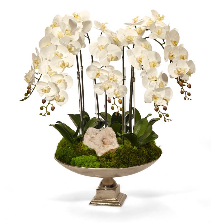 Orchid Faux Floral, White