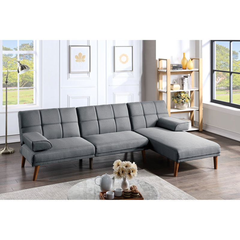 Fauteuil en polyfibre bleu gris avec support en bois massif et pieds de siège confortables pour l'espace de vie principal