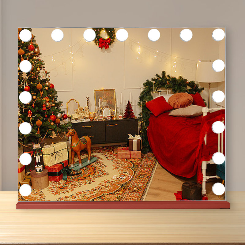 Metal Rectangle Mirror, Red, 23.62'' H x 19.69'' W