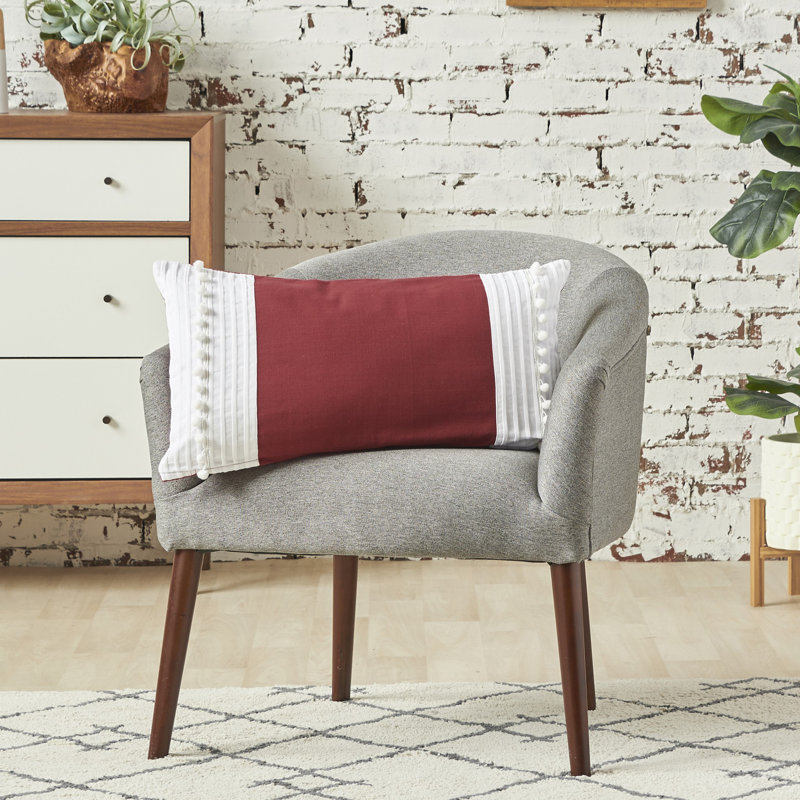 Stacia Natural Woven Lumbar Throw Pillow, Garnet