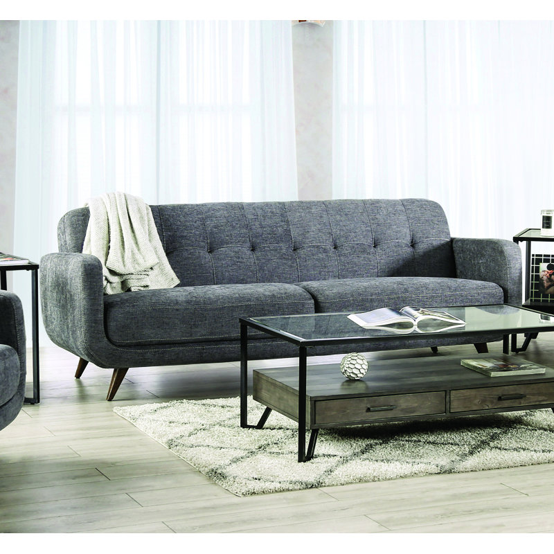 Canapé rembourré 87 po Ikie, 100% polyester gris