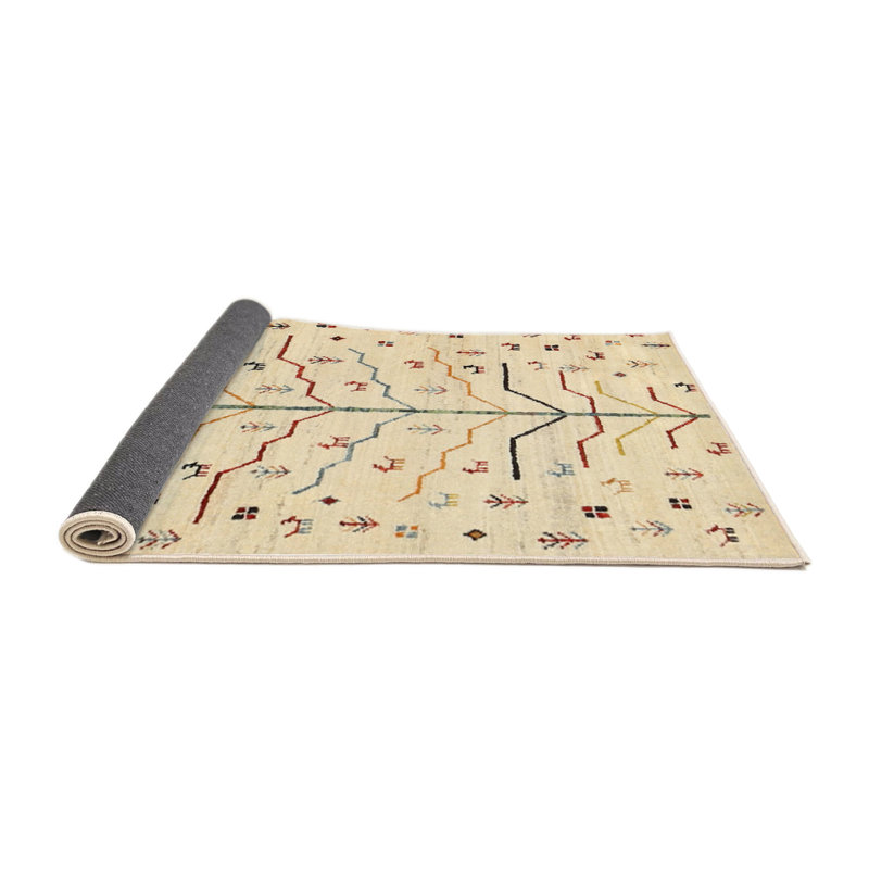 Tapis beige/rouge contemporain, Rond 5 pi